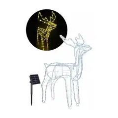 GENERICO - Reno Navideño Luz Led Solar Decorativo 90cm Amarillo