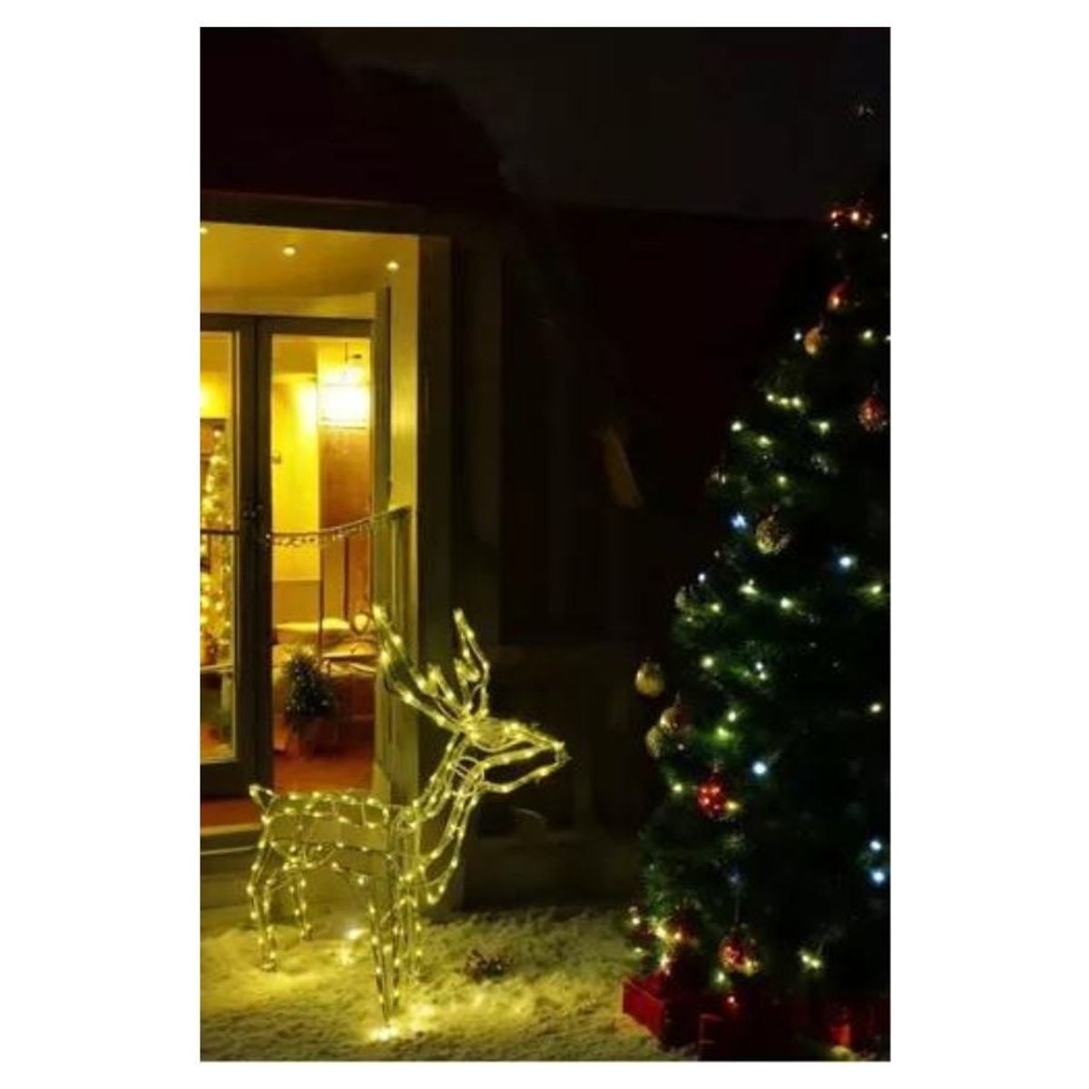 GENERICO - Reno Navideño Luz Led Solar Decorativo 90cm Amarillo