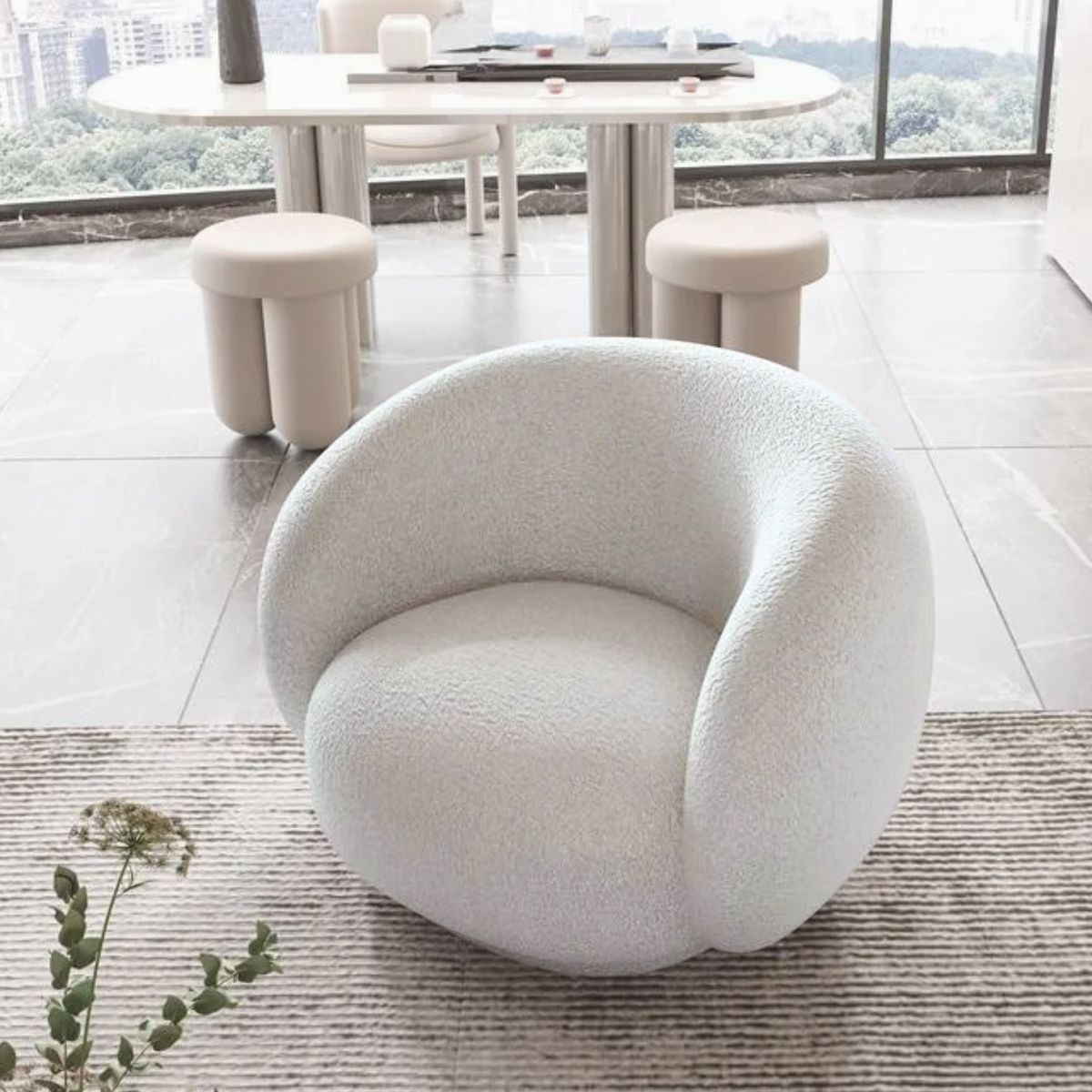 SANTU HOME & DECO - Sillón Individual Blanco Estilo Minimalista Blanco