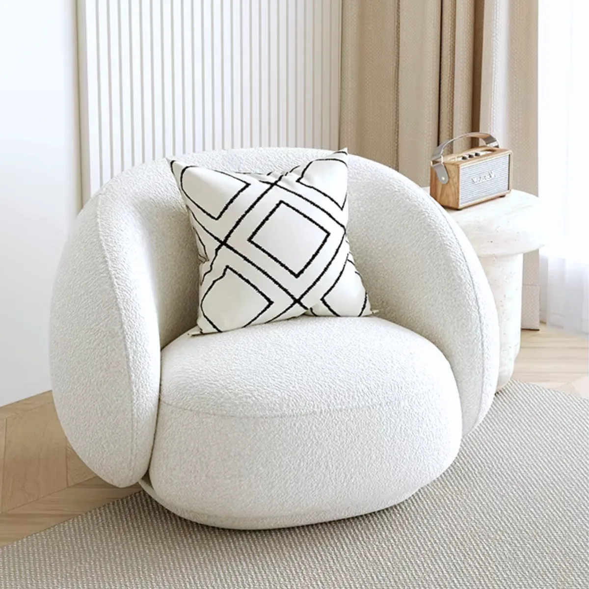 SANTU HOME & DECO - Sillón Individual Blanco Estilo Minimalista Blanco