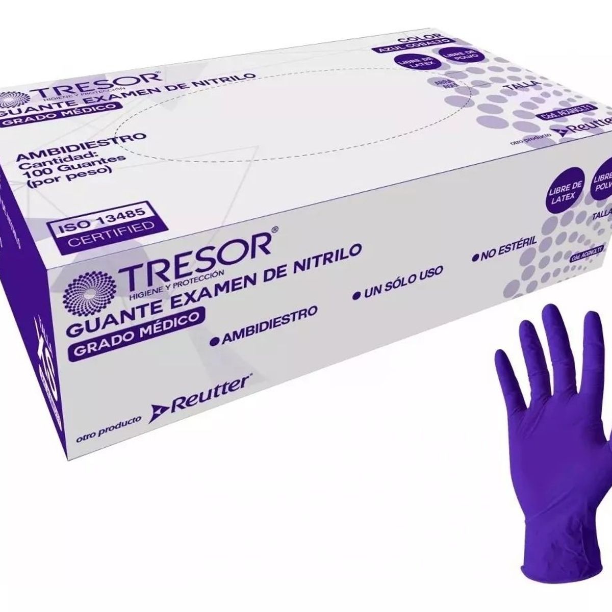 CRANBERRY - Guantes Tresor Color Cobalto Talla M Nitrilo X 100 Unidades