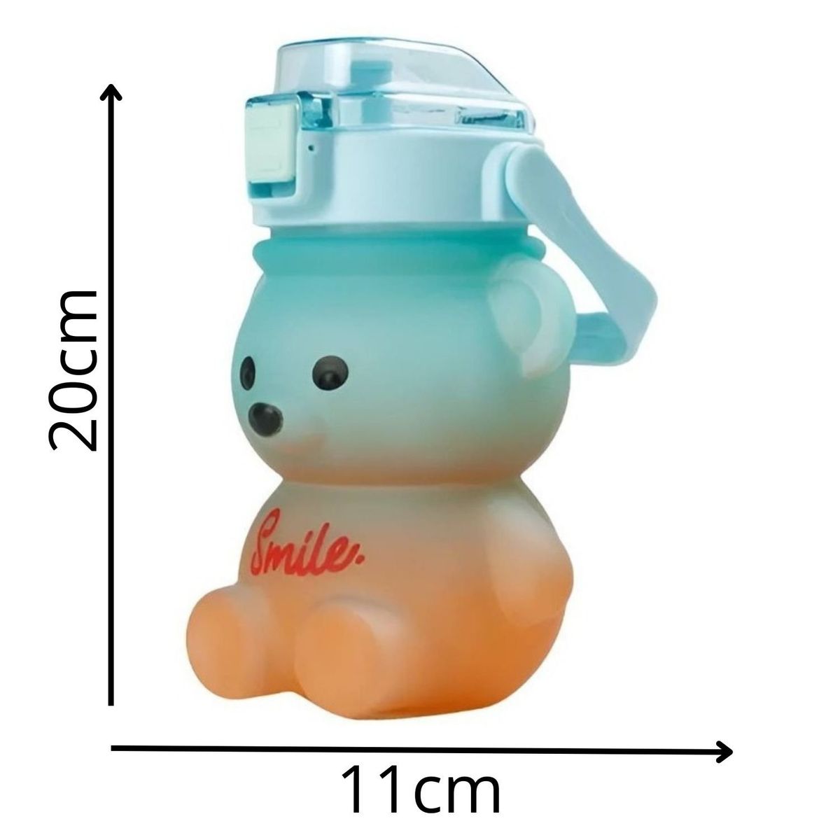 GENERICO - Botella De Agua Jugo Oso 800mL Celeste Naranja Boquilla