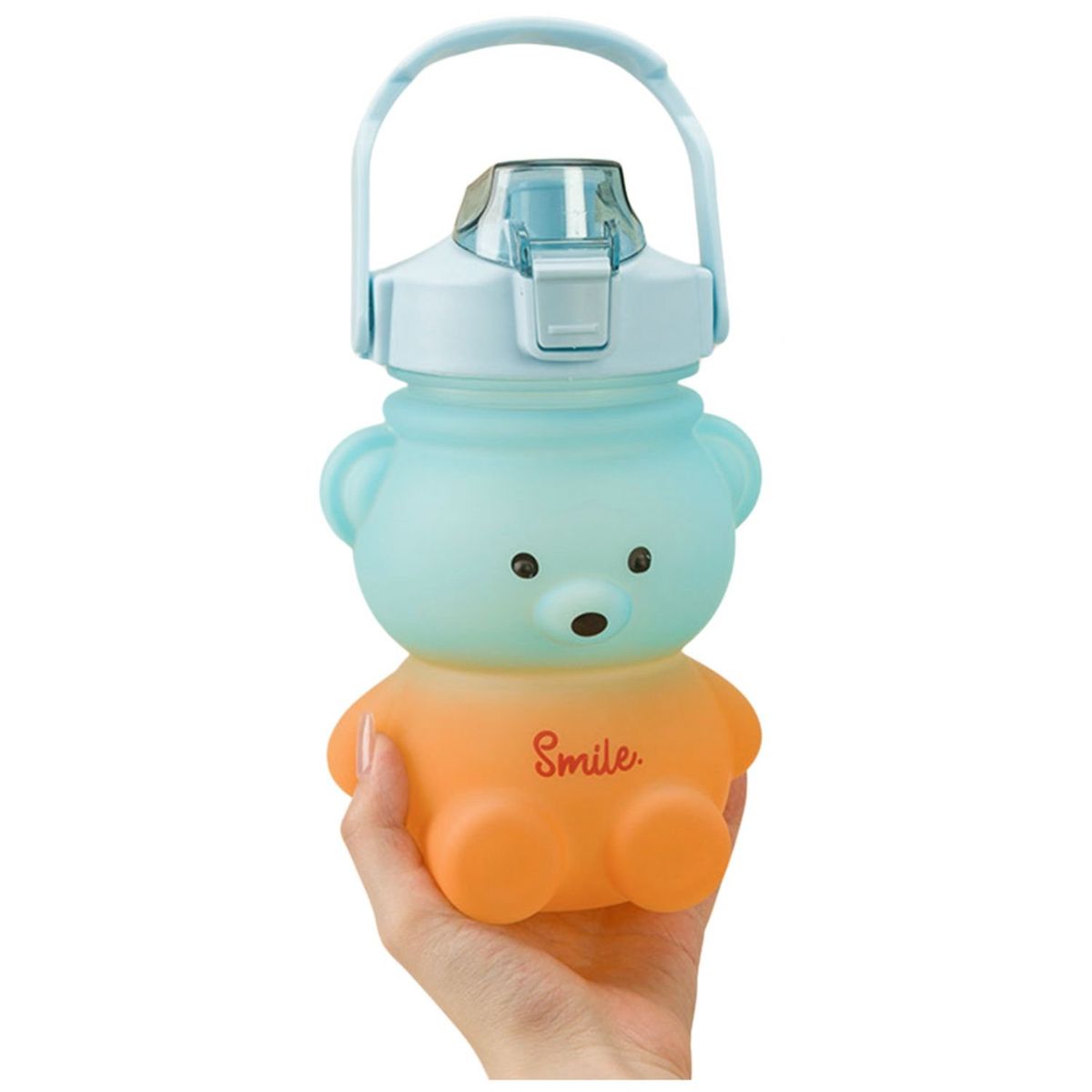 GENERICO - Botella De Agua Jugo Oso 800mL Celeste Naranja Boquilla