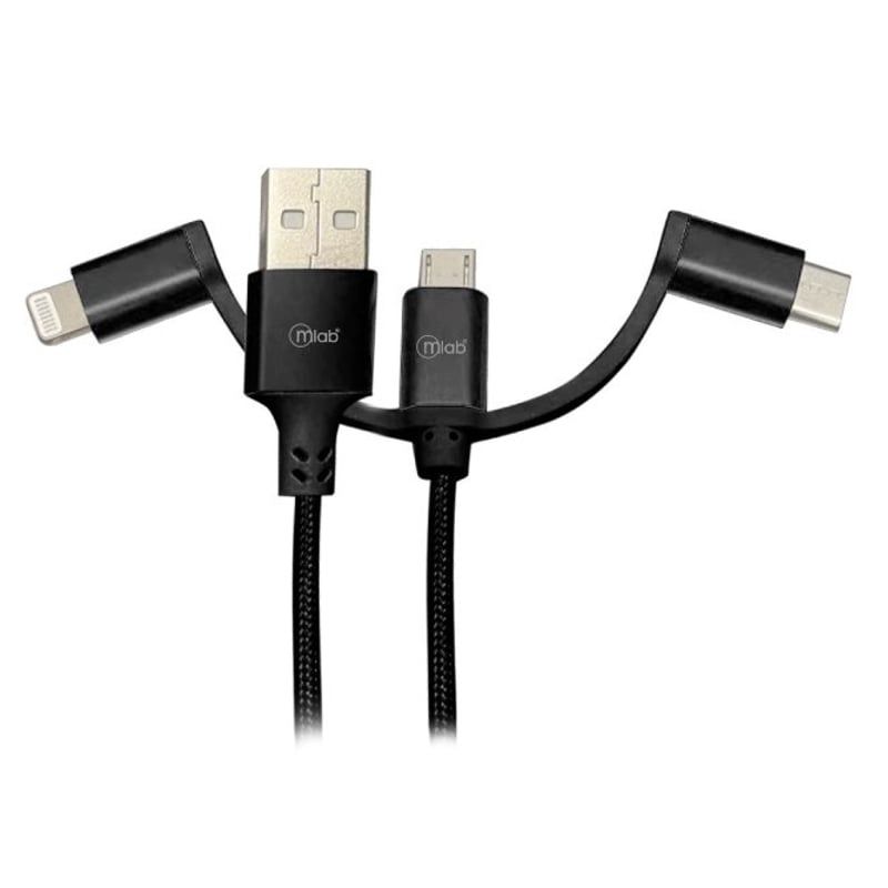 MLAB - Cable Mlab 3 en 1 USB a Micro USB Tipo c y Lightning 1 Metro MLAB
