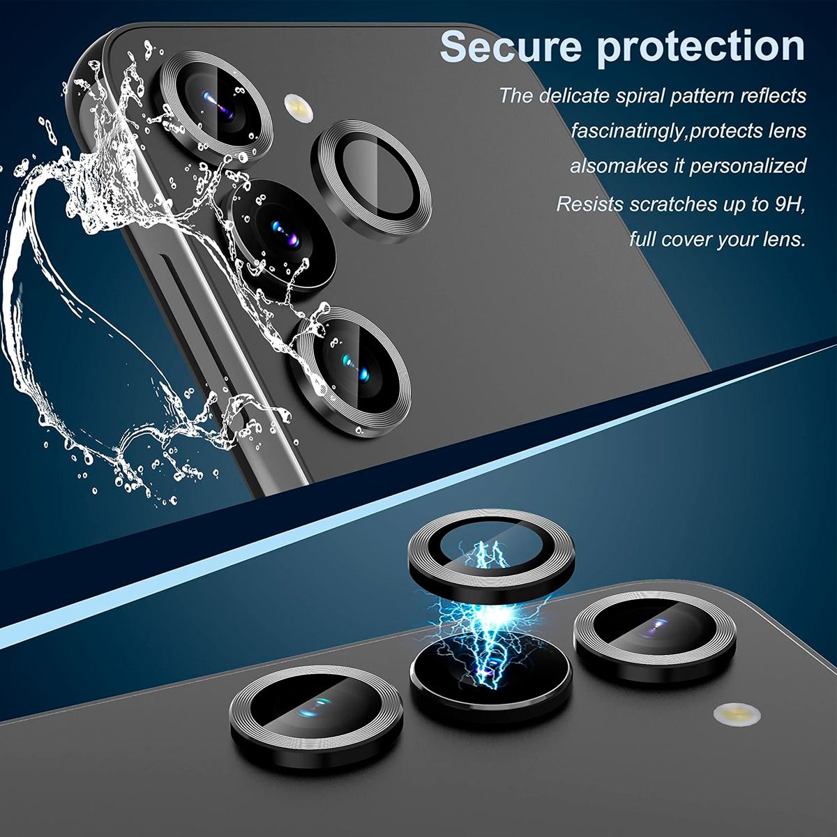 JOIGO - Protector De Lente Camara Para Samsung S24 Metalizado Negro