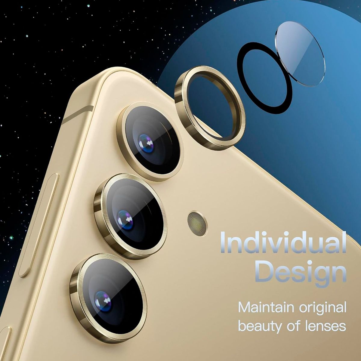 JOIGO - Protector De Lente Camara Para Samsung S24 Metalizado Dorado