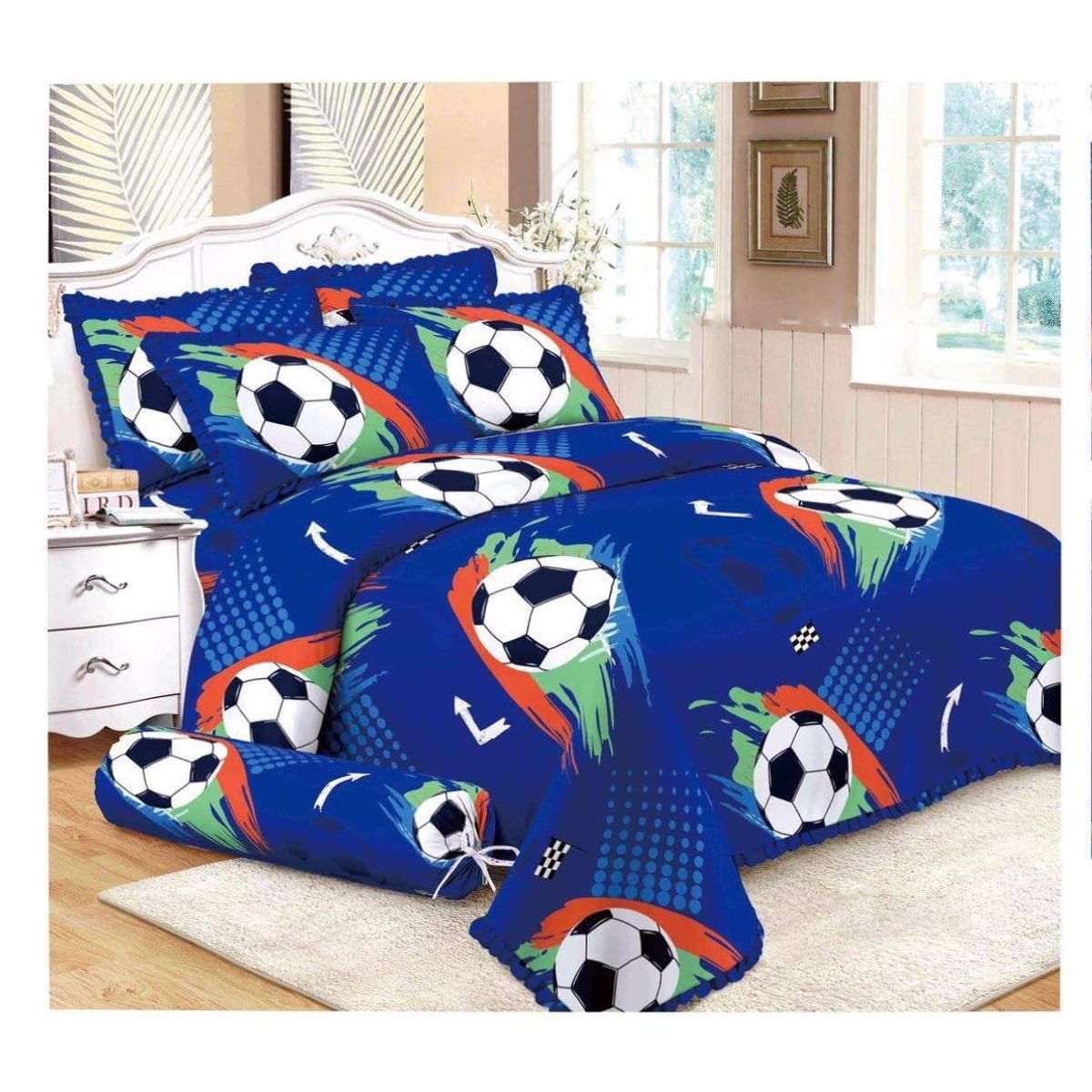 GENERICO - CUBRECAMA QUILT DE VERANO 1.5 PLAZA DISEÑO BALON FUTBOL TF