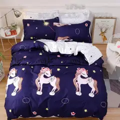 GENERICO - CUBRECAMA QUILT DE VERANO 1.5 PLAZA DISEÑO VIOLETA UNICORNIO TF