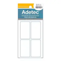 ADETEC - 40 Etiquetas Manual Rectangular Blanca 34x61 mm -125