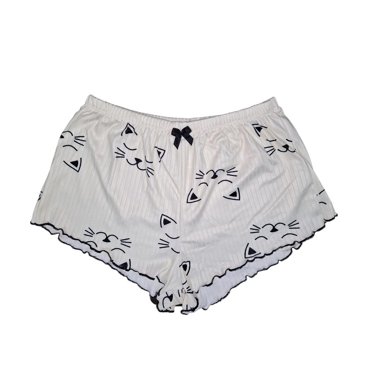 GARSIL - Conjunto Pijama Corto y Sensual Mujer - Peto Y  Short Con Diseño Gato