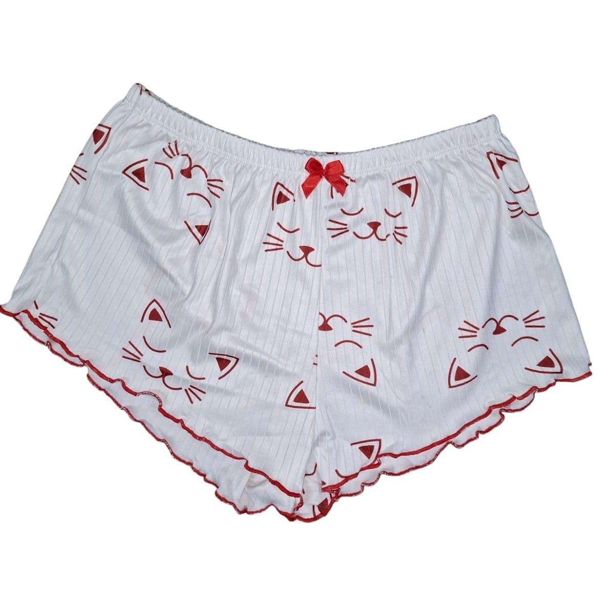 GARSIL - Conjunto Pijama Corto y Sensual Mujer - Peto Y  Short Con Diseño Gato