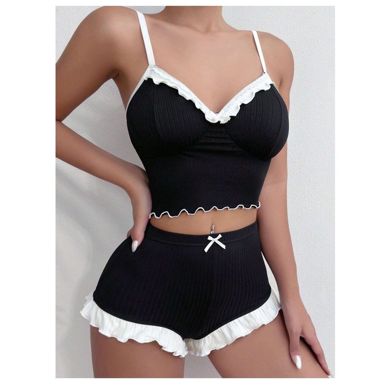 GARSIL - Pijama Corto Conjunto Sensual - Top Y Short Para Mujer Tela Acanalada