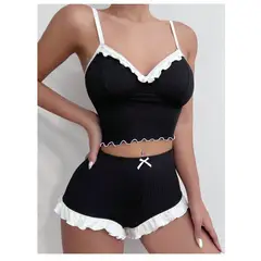 GARSIL - Pijama Corto Conjunto Sensual - Top Y Short Para Mujer Tela Acanalada