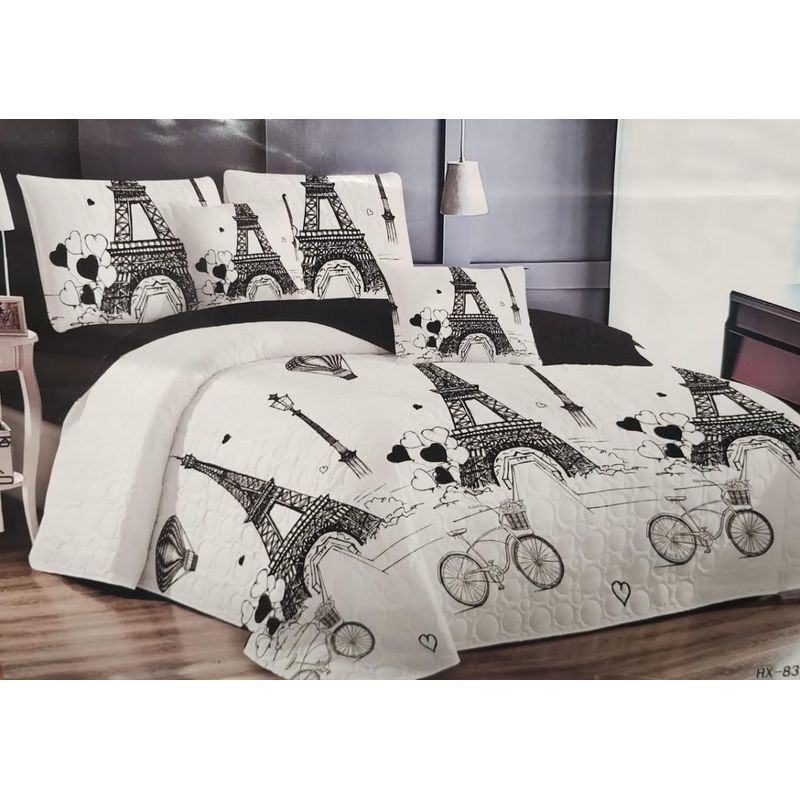 GENERICO - CUBRECAMA QUILT DE VERANO 2 PLAZA DISEÑO BLANCO TORRE TF