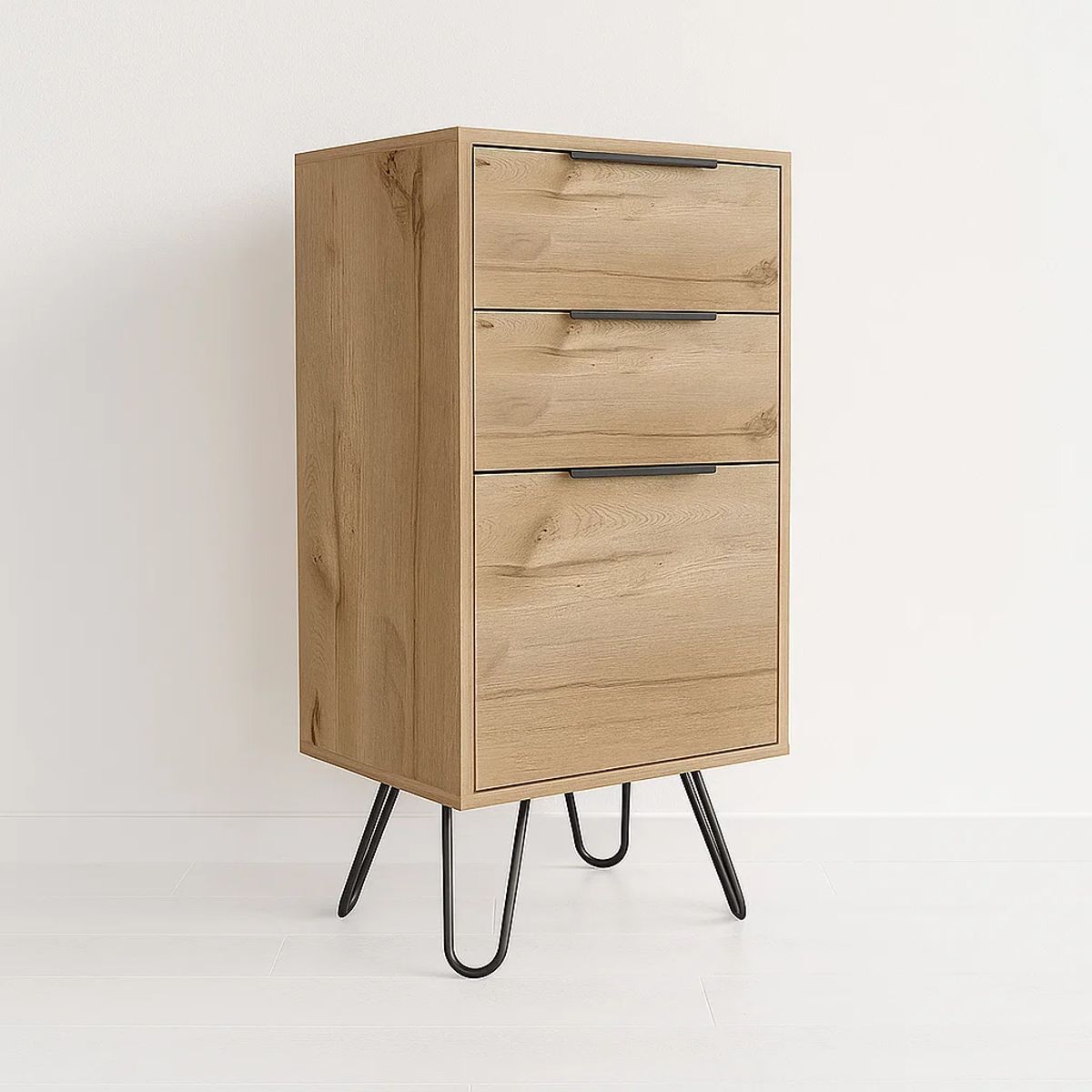 KLIK - Cómoda 3 cajones metal y madera KLIK