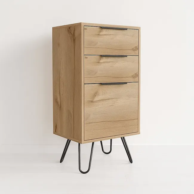 KLIK - Cómoda 3 cajones metal y madera KLIK