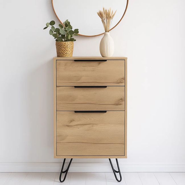 KLIK - Cómoda 3 cajones metal y madera KLIK