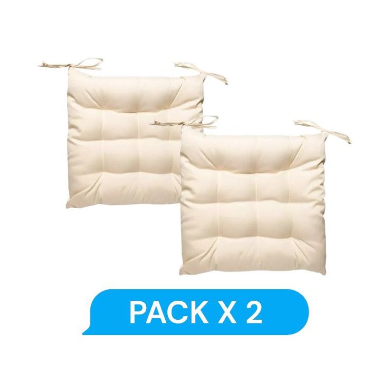 GENERICO - Cojin Terraza Silla Impermeable Crudo 40x40 Pack X2 - S9970C