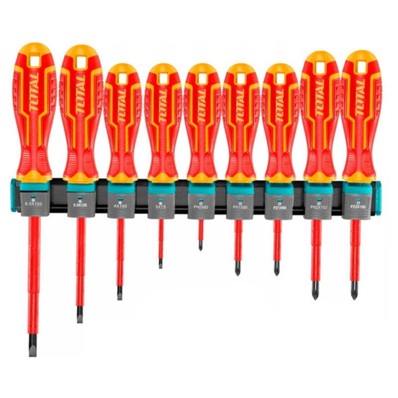 TOTAL TOOLS - JUEGO DE DESTORNILLADORES  AISLANTE DE 9PIEZA TOTAL