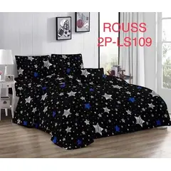 GENERICO - Cobertor de verano tipo Quilt con fundas - 2 Plazas Negro Estrellas