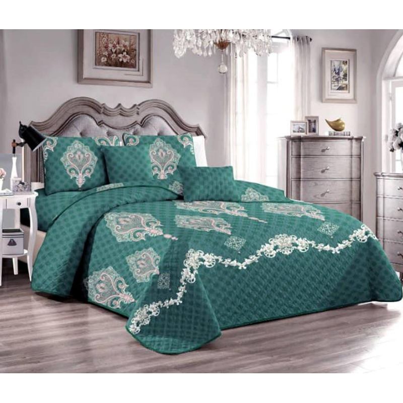 GENERICO - CUBRECAMA QUILT DE VERANO KING DISEÑO TURQUESA TF