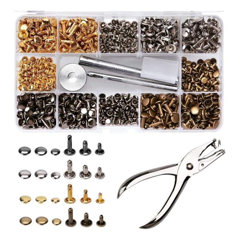GENERICO - Kit Remaches Broches Metalicos Remachadora Costura 480piezas