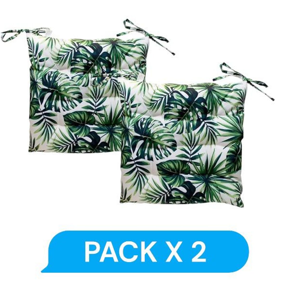 GENERICO - Cojin Terraza Silla Impermeable Monstera 40x40 Pack X2 - S9970M