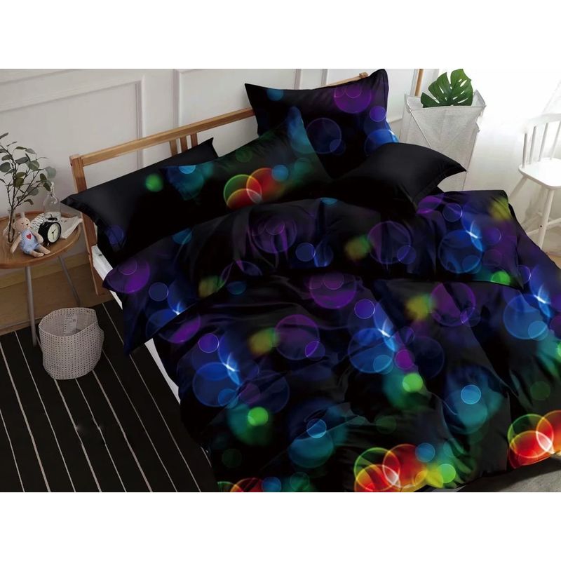 GENERICO - CUBRECAMA QUILT DE VERANO KING DISEÑO NEGRO MULTICOLOR TF