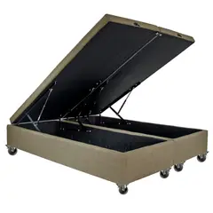 BLOCCARE - Base Baul 2 Plazas Dividida Color Beige Largo 200 con ruedas pyton