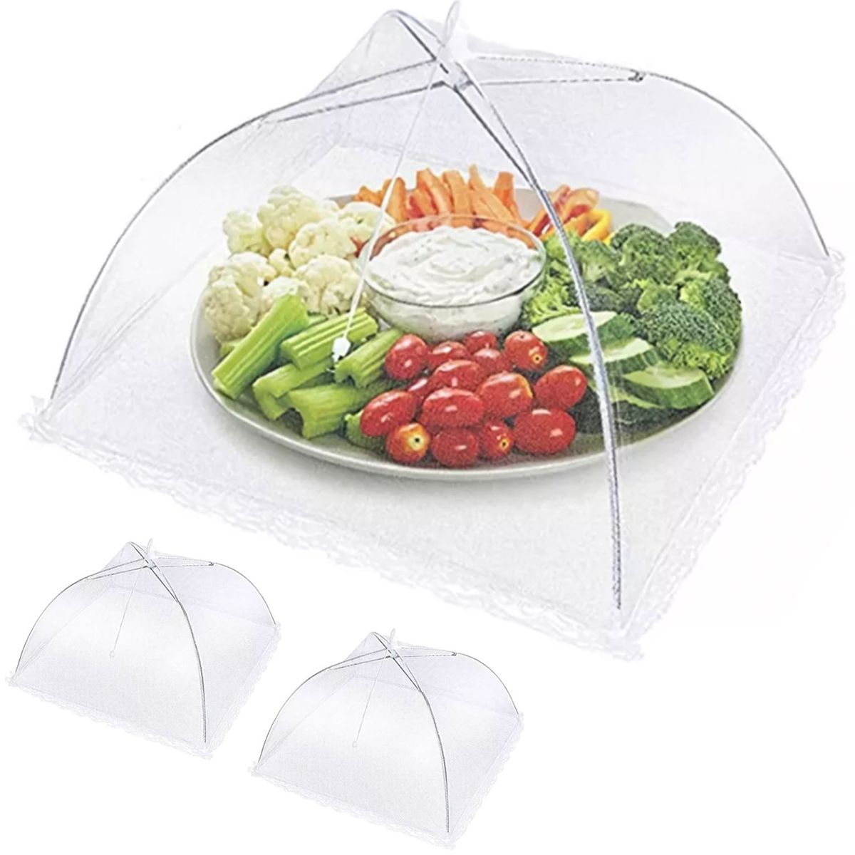 MIABU - Malla cubre alimentos para cubrir antimoscas x 3