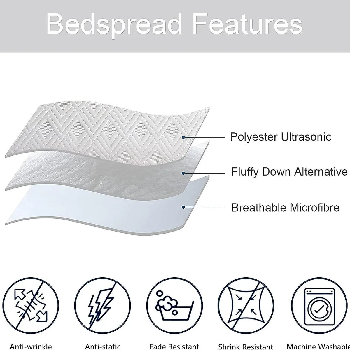 GENERICO - CUBRECAMA QUILT DE VERANO KING DISEÑO CUADROS GRISES TF