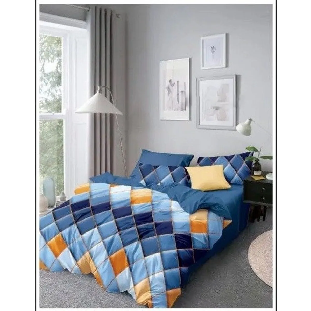 GENERICO - CUBRECAMA QUILT DE VERANO KING DISEÑO CUADROS AZULES TF