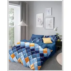 GENERICO - CUBRECAMA QUILT DE VERANO KING DISEÑO CUADROS AZULES TF