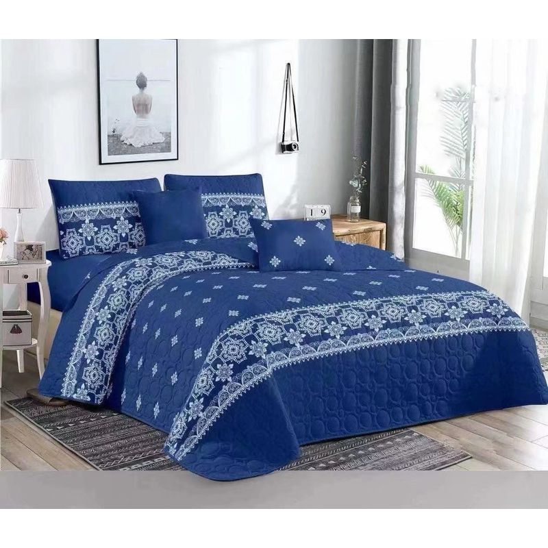 GENERICO - CUBRECAMA QUILT DE VERANO KING DISEÑO AZUL CLASICO TF