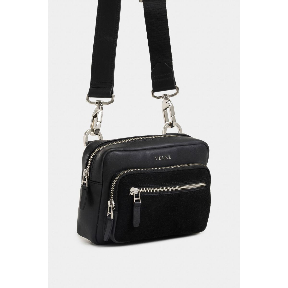 VELEZ - Vélez Cartera Bandolera Bright Cuero Hombre  Gamuzado Negro