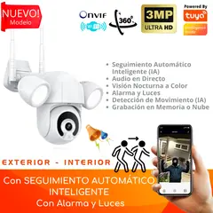 D MOTICA - Cámara Wifi Inteligente 2K 3MP-Motorizada-Luces-Audio-Alarma
