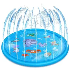 SPACEZAT - Piscina Alfombra Lanza Agua Infantil 100 cm