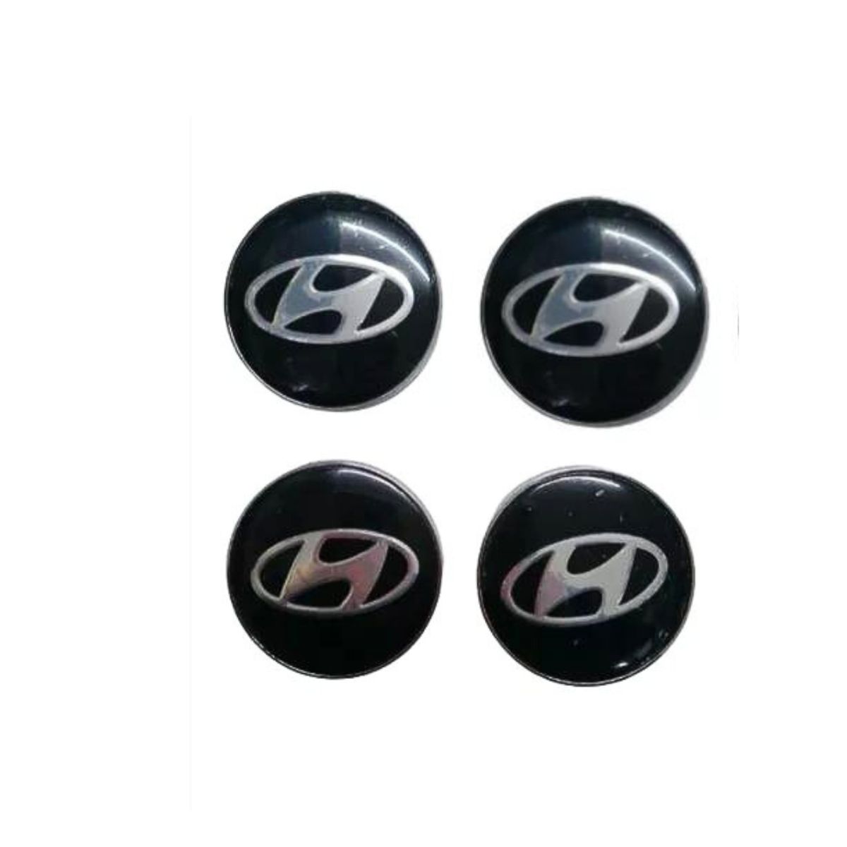 GENERICO - SetX4 Tapa Centro Hyundai Llanta Autos 56mm Negra Logo Plata