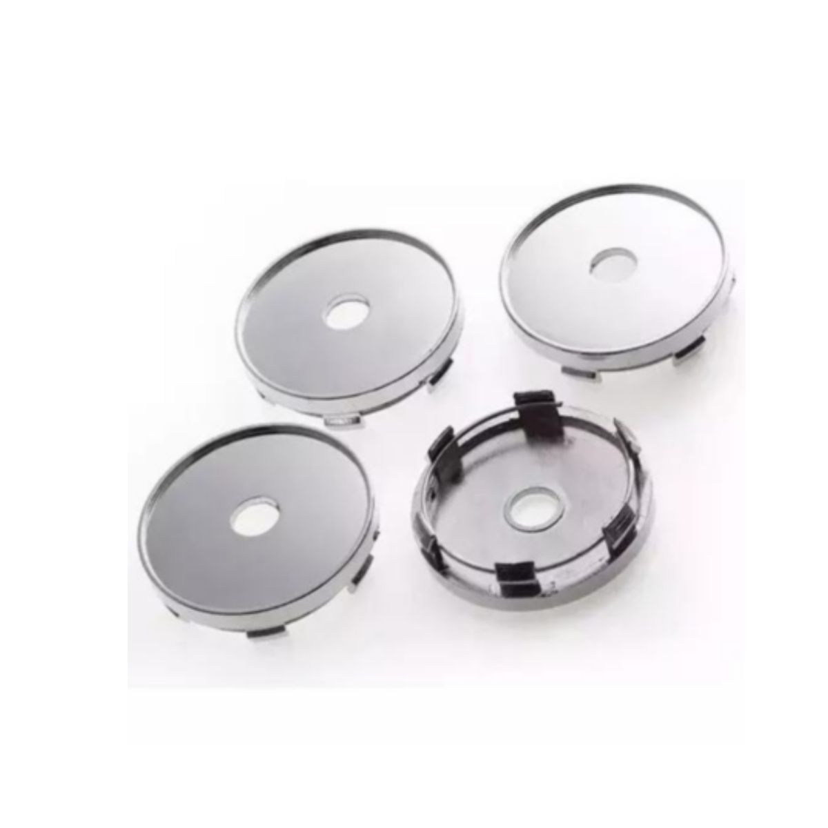 GENERICO - SetX4 Tapa Centro Hyundai Llanta Autos 56mm Negra Logo Plata