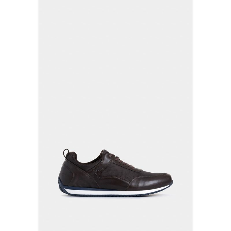 VELEZ - Vélez Tenis Engeil 3 De Cuero Para Hombre Detalle Textil Café