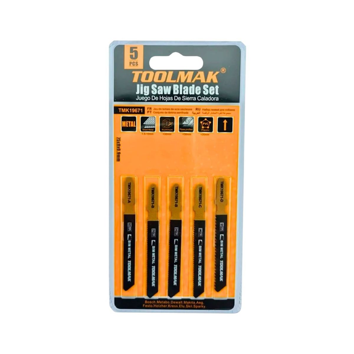 GENERICO - Set Juego De Hojas Para sierra Caladora 5 Pzas Metal Toolmak