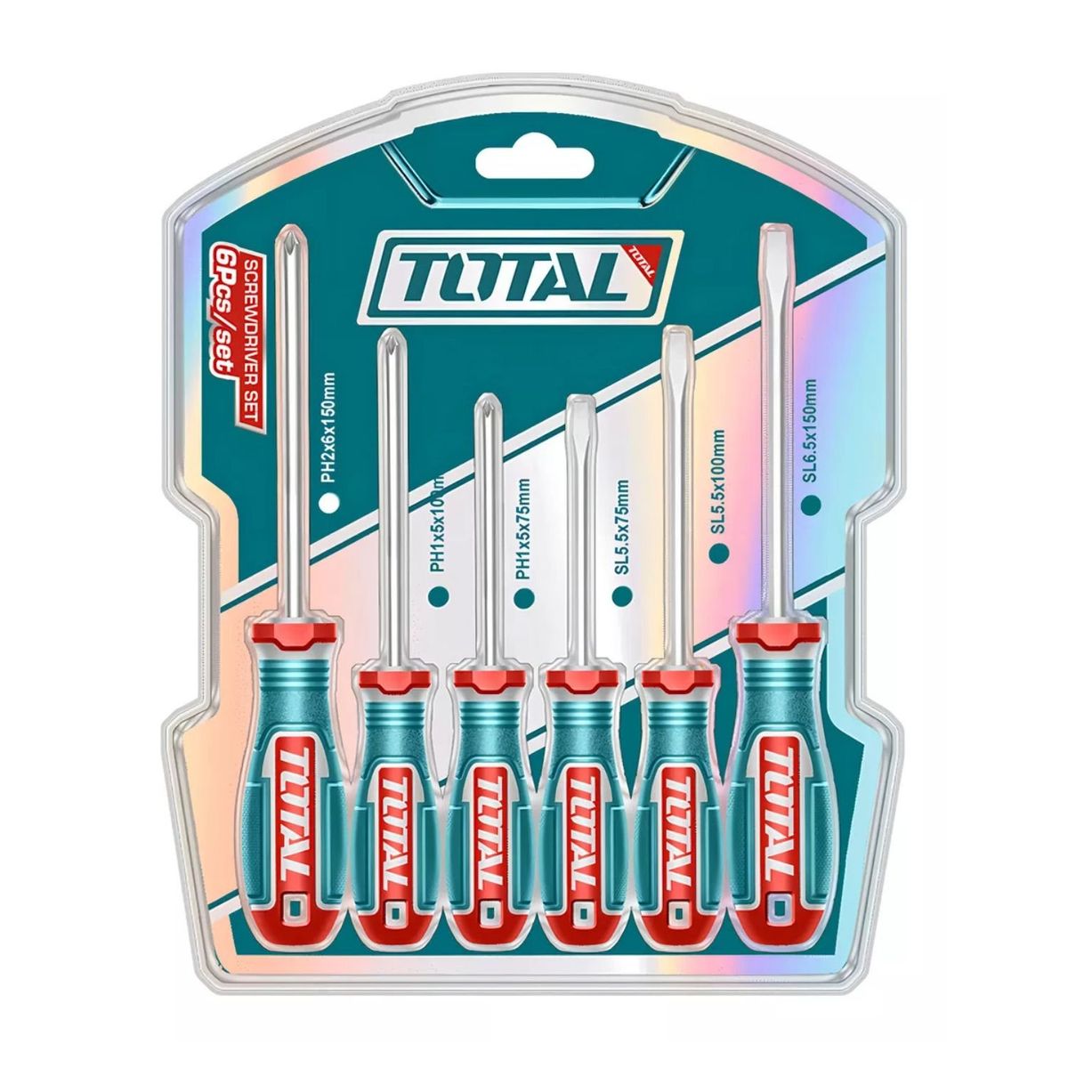 GENERICO - Set 6 Destornilladores Punta Cruz Paleta Mango Ergonomico