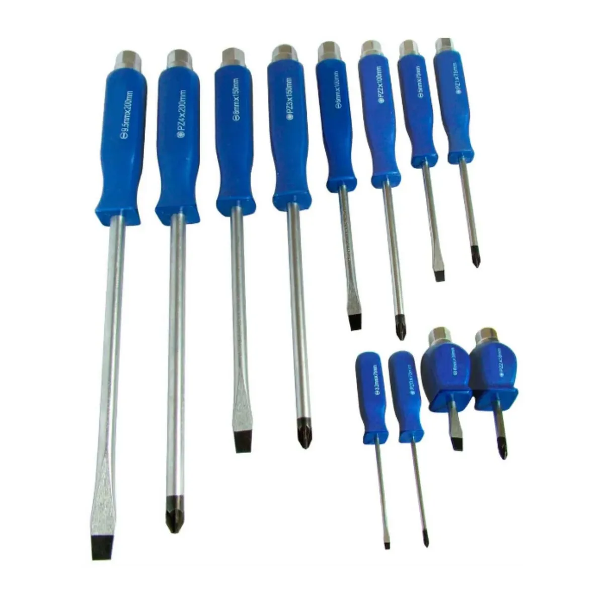 GENERICO - Set Destornilladores Paleta Cruz de Golpes 12 Pzas Profesional