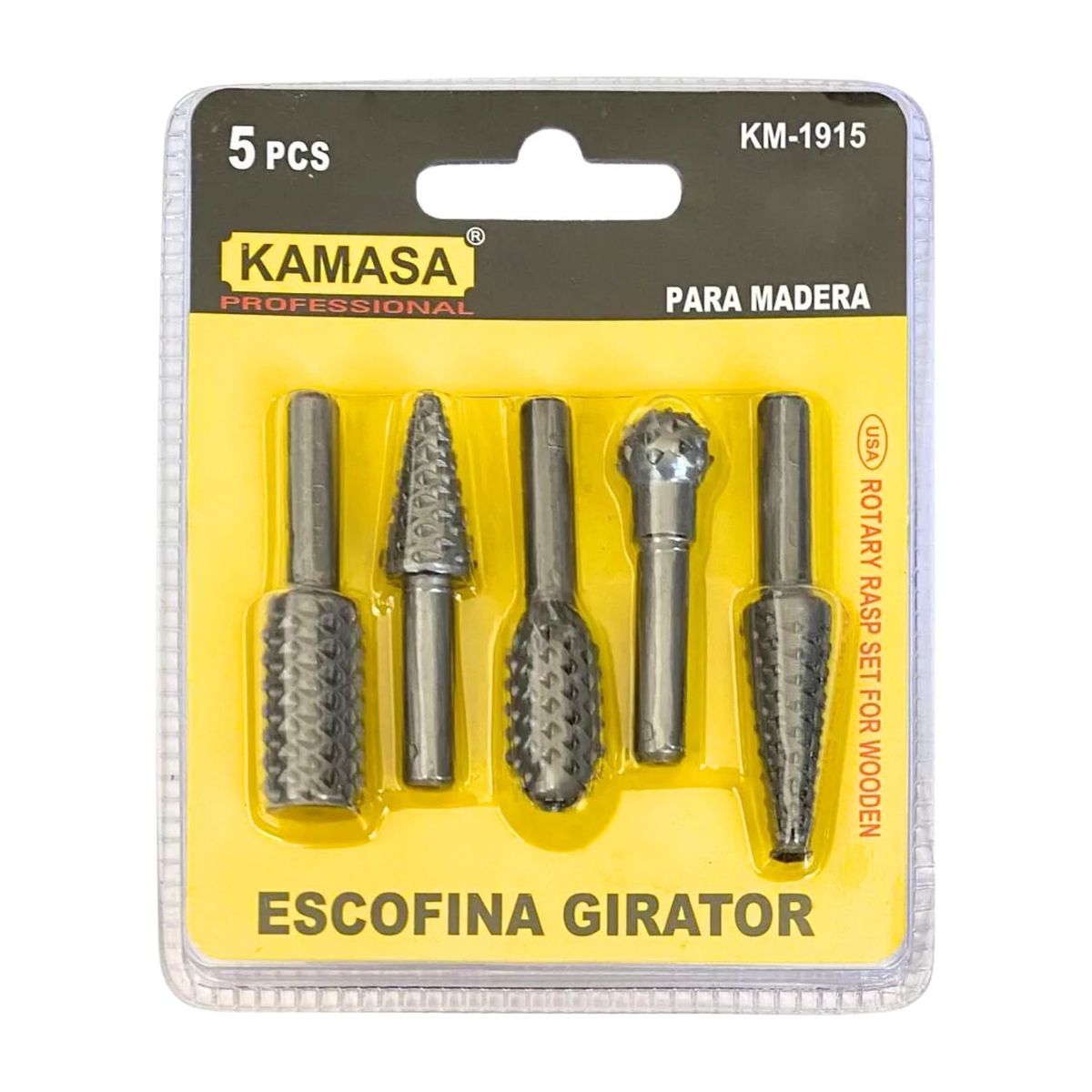 GENERICO - Set Escofina Giratorias 5 Pzas para Madera Herramienta Profesional