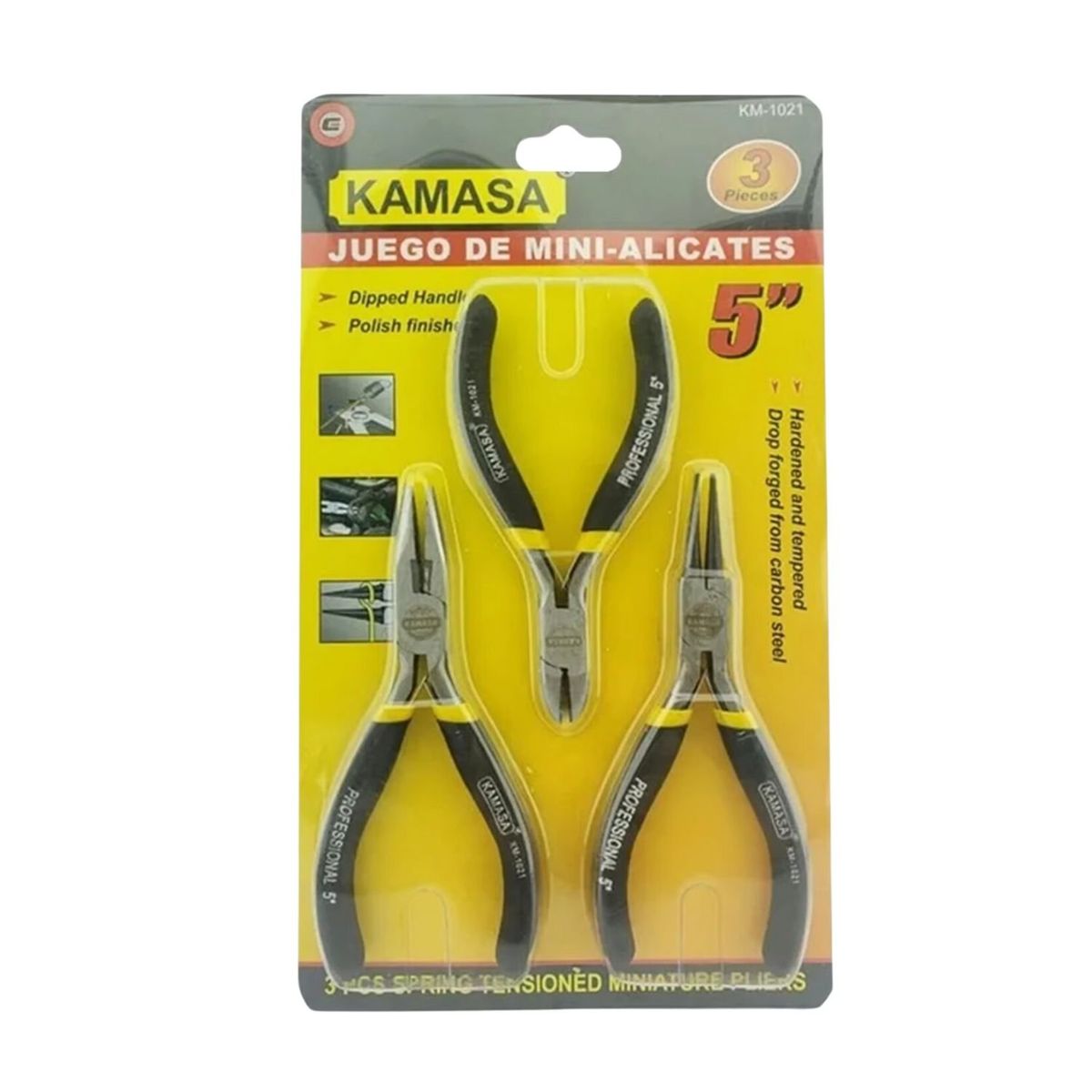 GENERICO - Set 3 Mini Alicates 5 Pulgadas con Aislacion Electrica Ferreteria