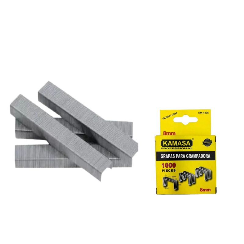 GENERICO - Caja 1000 Corchetes 8MM Grampas Acero Galvanizado Ferreteria