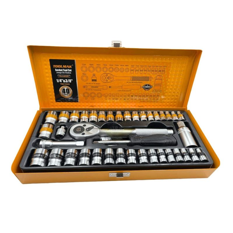 GENERICO - Set 40 Pzas Juego de Dados de 14 y 38 Pulgadas Ferreteria