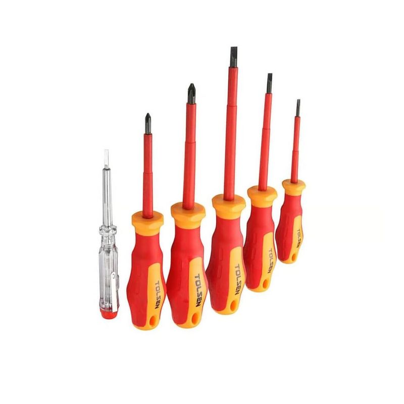 GENERICO - Set Juego Destornillador Electricistas 6 Pzas Herramienta Ferreteria