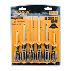 GENERICO - Set Destornilladores Punta Paleta Cruz 6 Pzas Profesional