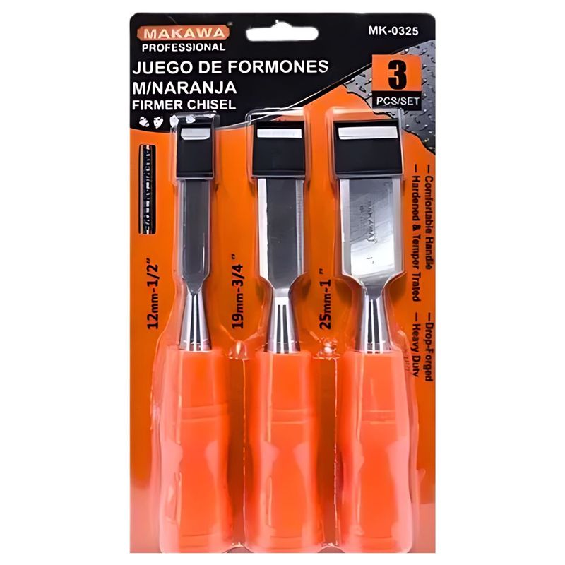 GENERICO - Set 3 Pzas Juego de Formones 25mm Herramientas Profesional